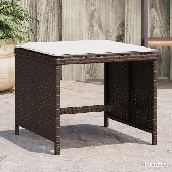 Tabourets de jardin et coussins lot de 4 marron rsine tresse alsavelo