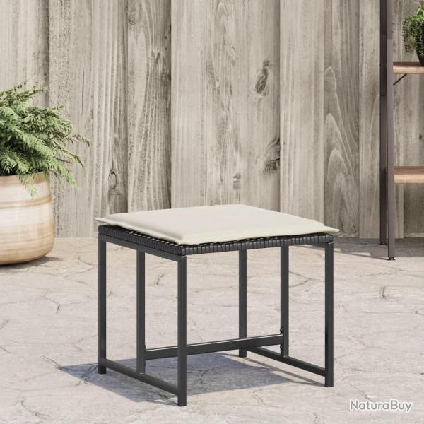 Tabourets de jardin avec coussins lot de 4 noir rsine tresse alsavelo