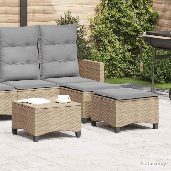 Tabourets jardin coussins 2 pcs beige 55x55x36cm rsine tresse alsavelo
