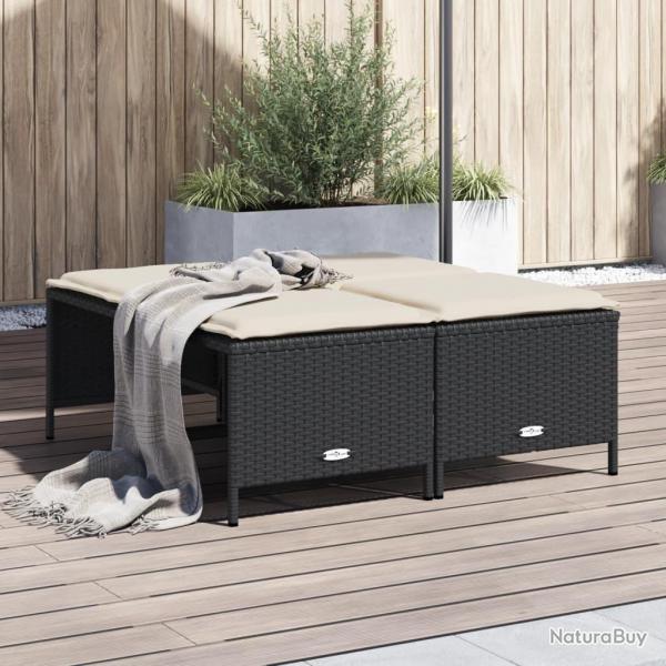 Tabourets de jardin avec coussins lot de 4 noir rsine tresse alsavelo