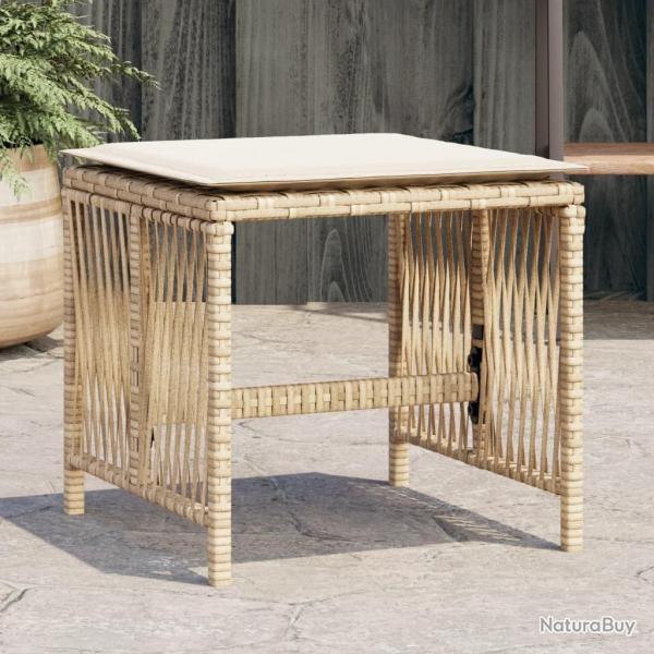 Tabourets de jardin et coussins lot de 4 beige 41x41x36cm rotin alsavelo