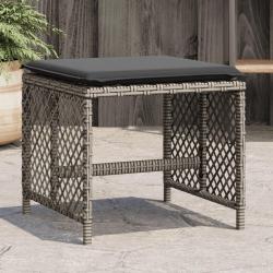 Tabourets de jardin et coussins lot de 4 gris 41x41x36 cm rotin alsavelo