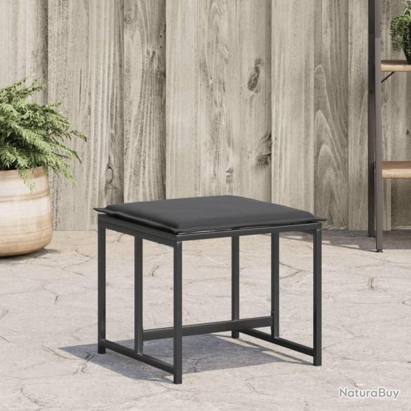 Tabourets de jardin avec coussins lot de 4 noir acier/textilne alsavelo