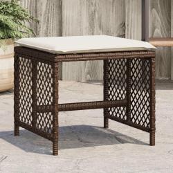Tabourets de jardin et coussins lot de 4 marron résine tressée alsavelo
