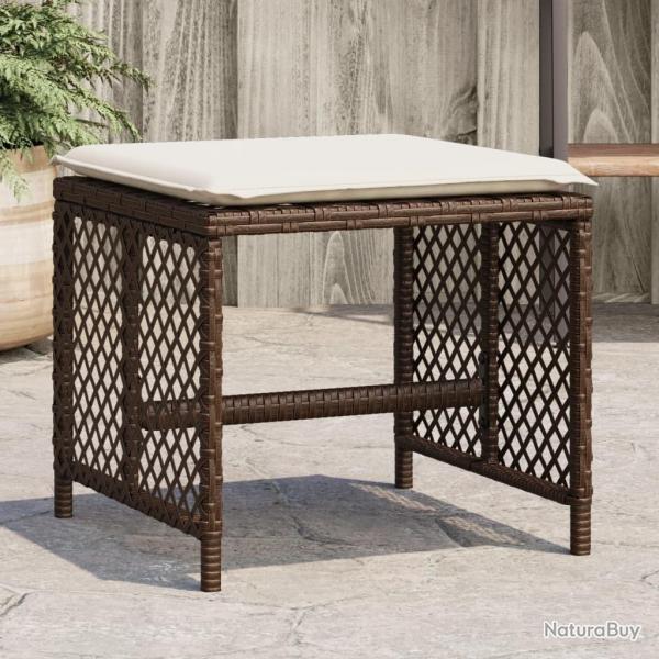 Tabourets de jardin et coussins lot de 4 marron rsine tresse alsavelo