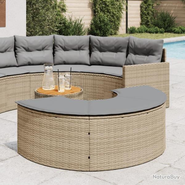 Repose-pieds de jardin avec coussin beige rsine tresse alsavelo