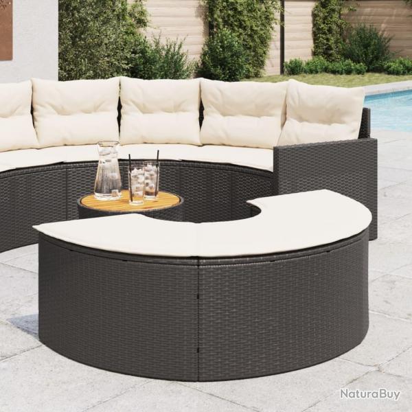 Tabouret de jardin avec coussin noir rsine tresse alsavelo