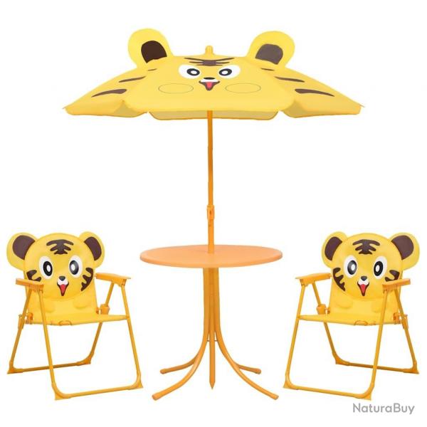 bistro avec parasol pour enfants 3 pcs Jaune alsavelo