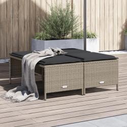Tabourets de jardin avec coussins lot de 4 gris clair rotin alsavelo