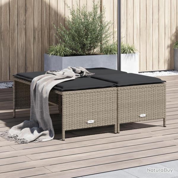 Tabourets de jardin avec coussins lot de 4 gris clair rotin alsavelo