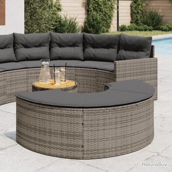 Tabouret de jardin avec coussin gris rsine tresse alsavelo
