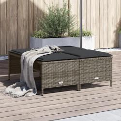 Tabourets de jardin avec coussins lot de 4 gris résine tressée alsavelo