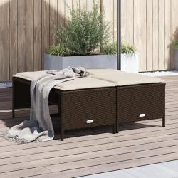 Tabourets de jardin avec coussins lot de 4 marron poly rotin alsavelo