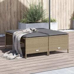 Tabourets de jardin avec coussins lot de 4 beige résine tressée alsavelo