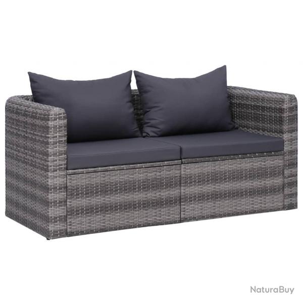 Canaps d'angle de jardin 2 pcs Gris Rsine tresse alsavelo