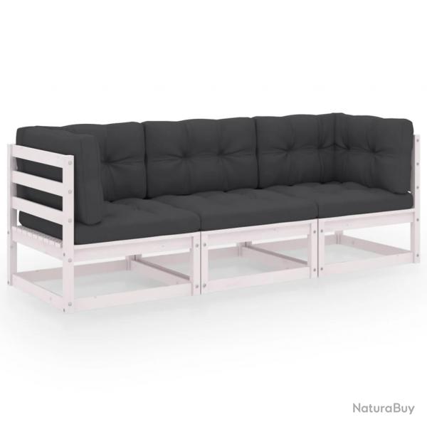 Canap 3 places de jardin avec coussins Bois de pin massif alsavelo