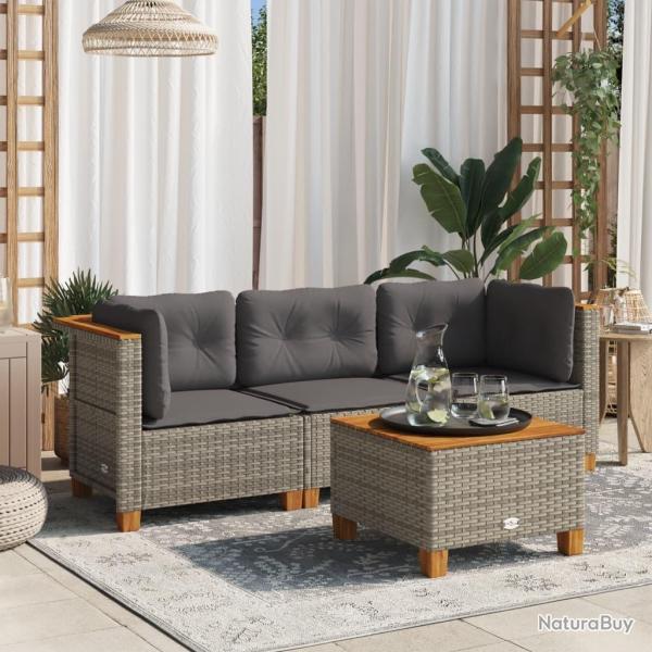 Canap de jardin avec coussins 3 places gris rsine tresse alsavelo