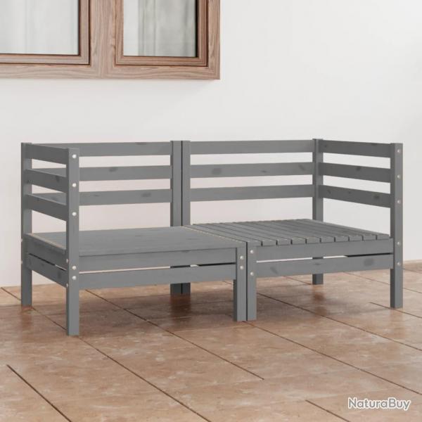 Canap  2 places de jardin Gris Bois de pin solide alsavelo