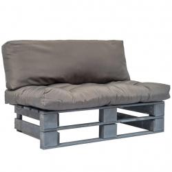 Canapé de jardin palette avec coussins gris Pinède alsavelo