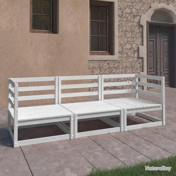 Canap  3 places de jardin Blanc Bois de pin solide alsavelo