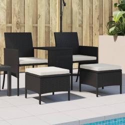 Canapé de jardin 2 places avec table et tabourets noir rotin alsavelo