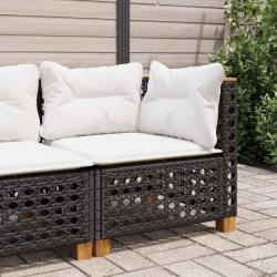 Canapé d'angle de jardin avec coussins noir résine tressée alsavelo