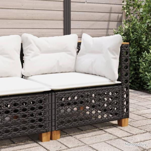 Canap d'angle de jardin avec coussins noir rsine tresse alsavelo