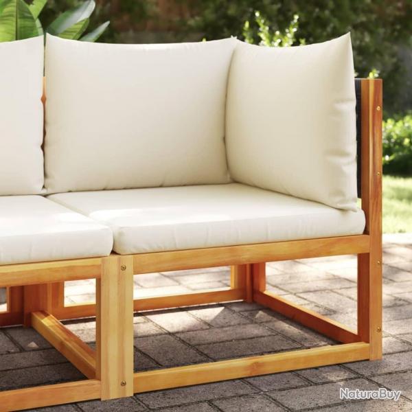 Canap d'angle de jardin avec coussins bois massif d'acacia alsavelo