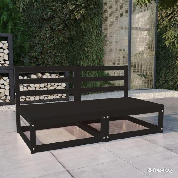 Canap  2 places de jardin Noir Bois de pin solide alsavelo