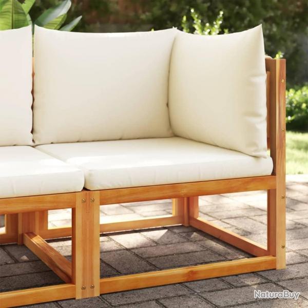 Canap d'angle de jardin avec coussins bois massif d'acacia alsavelo