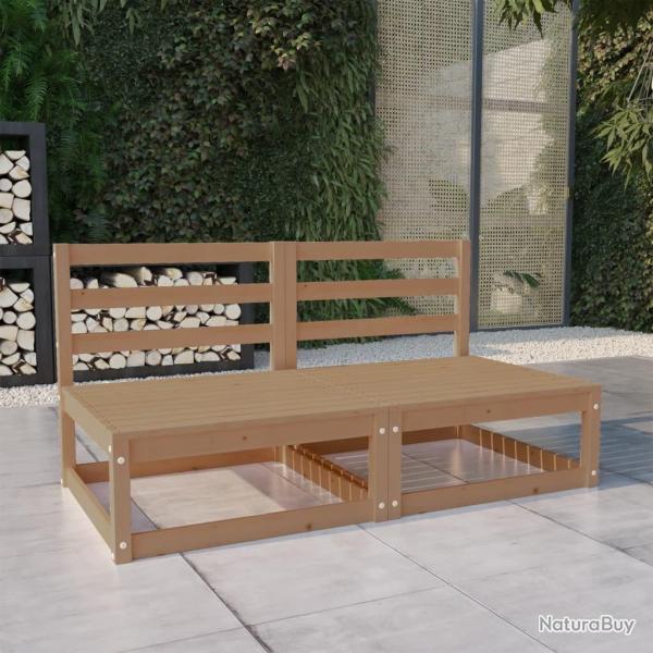 Canap  2 places de jardin Marron miel Bois de pin solide alsavelo