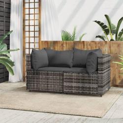 Canapés d'angle de jardin et coussins 2 pcs gris résine tressée alsavelo