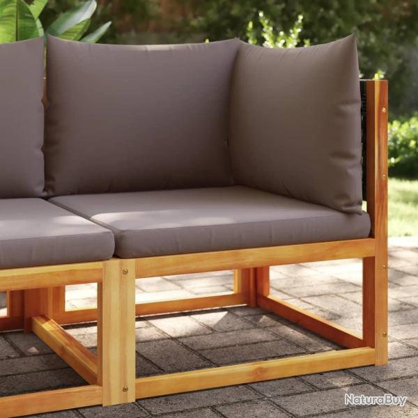 Canap d'angle de jardin avec coussins bois massif d'acacia alsavelo