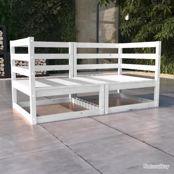 Canap  2 places de jardin Blanc Bois de pin solide alsavelo