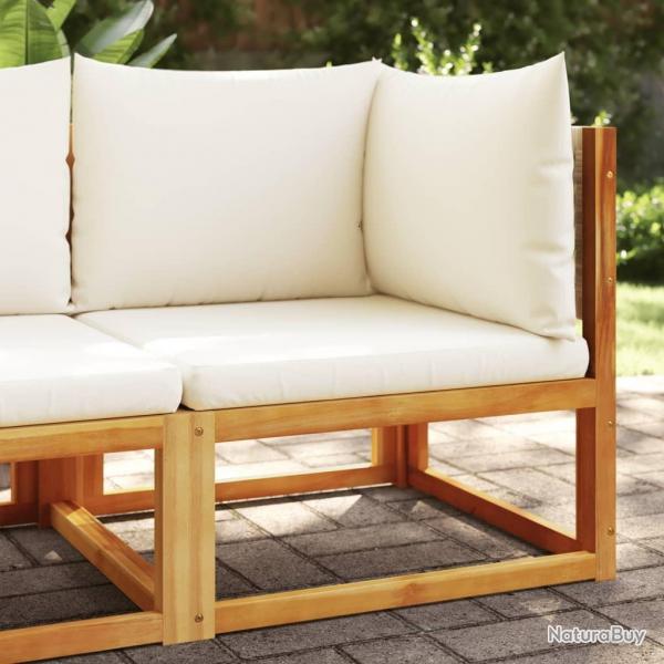 Canap d'angle de jardin avec coussins bois massif d'acacia alsavelo