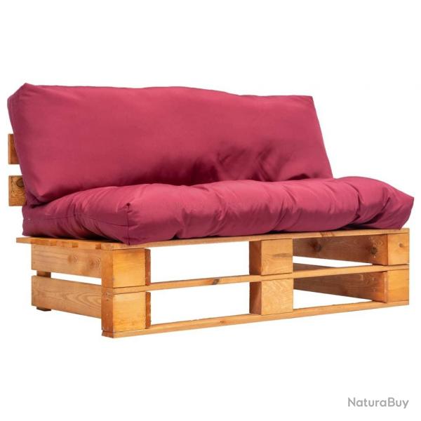 Canap de jardin palette avec coussins rouge Pinde alsavelo