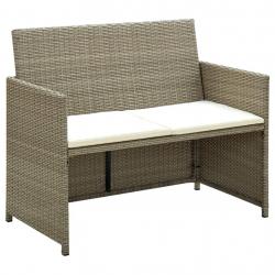 Canapé de jardin à 2 places avec coussins Beige Résine tressée alsavelo