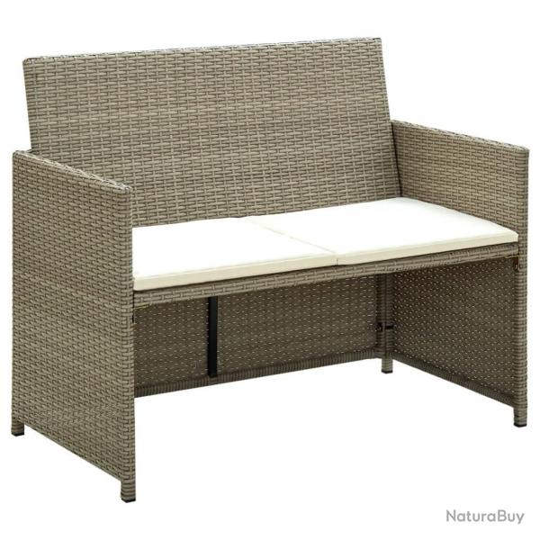 Canap de jardin  2 places avec coussins Beige Rsine tresse alsavelo