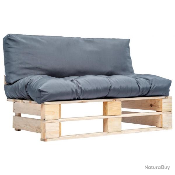 Canap de jardin palette avec coussins gris Pinde alsavelo