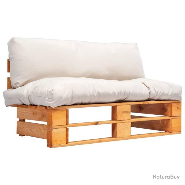 Canap de jardin palette avec coussins sable Pinde alsavelo