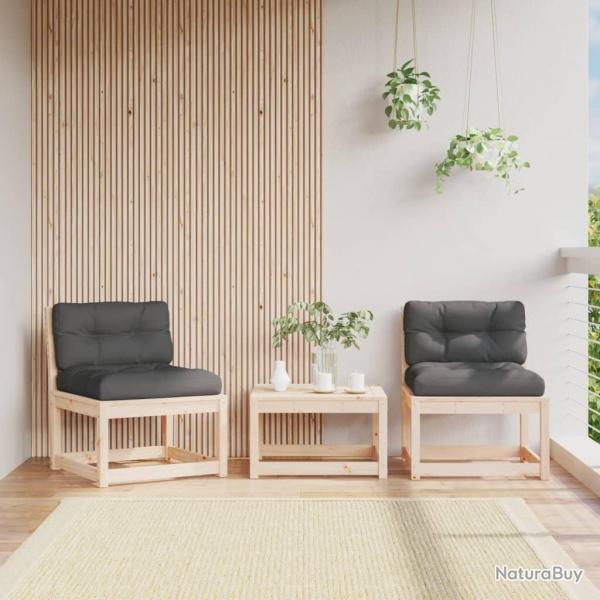 Canaps de jardin avec coussins 2pcs bois de pin massif alsavelo