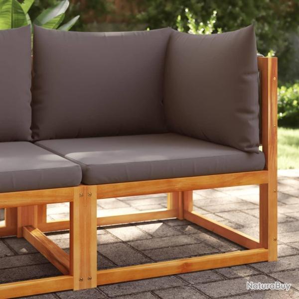 Canap d'angle de jardin avec coussins bois massif d'acacia alsavelo