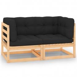 Canapés d'angle de jardin avec coussins 2 pcs Pin massif alsavelo