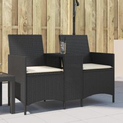 Canapé de jardin 2 places avec table et coussins résine tressée alsavelo