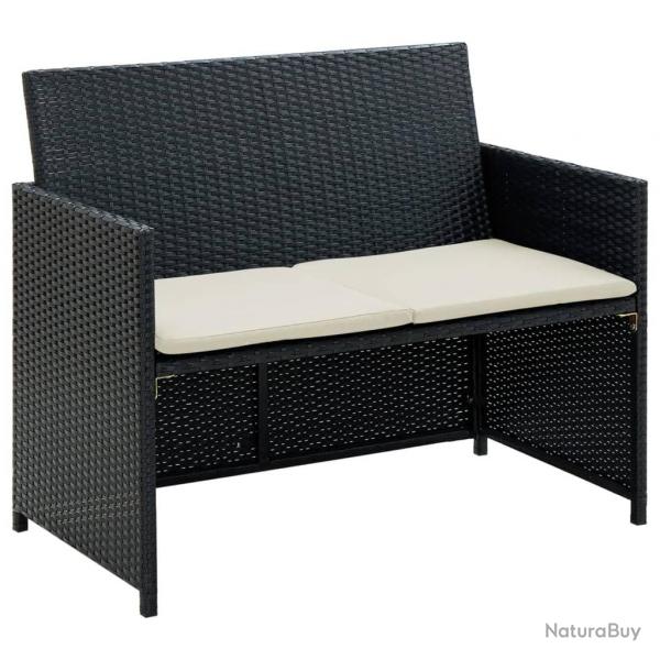 Canap de jardin  2 places avec coussins Noir Rsine tresse alsavelo