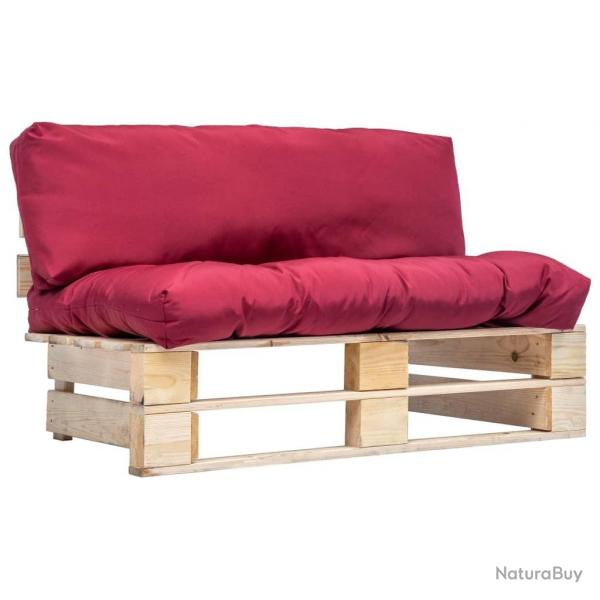 Canap de jardin palette avec coussins rouge Pinde alsavelo