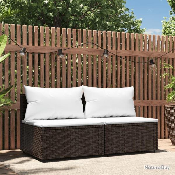 Canaps centraux de jardin coussins 2pcs marron rsine tresse alsavelo