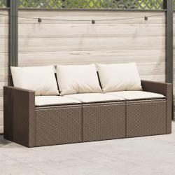 Canapé de jardin avec coussins 3 places brun résine tressée alsavelo