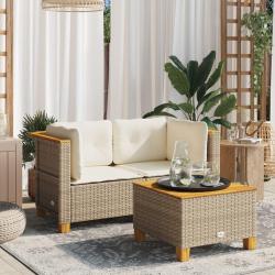 Canapés d'angle de jardin et coussins 2pcs beige résine tressée alsavelo