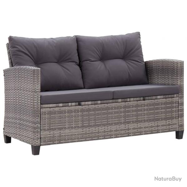 Canap 2 places de jardin et coussins Gris 124cm Rsine tresse alsavelo